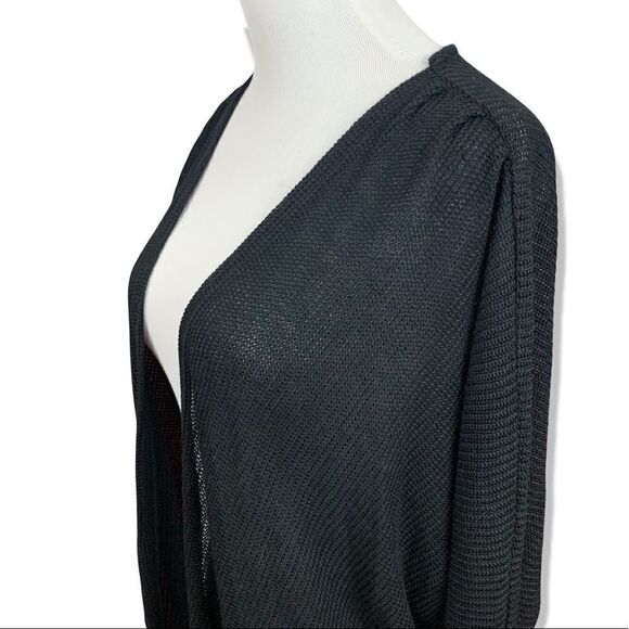 Vera Wang Princess black dolman sleeve open cardigan duster sweater - Picture 2 of 6